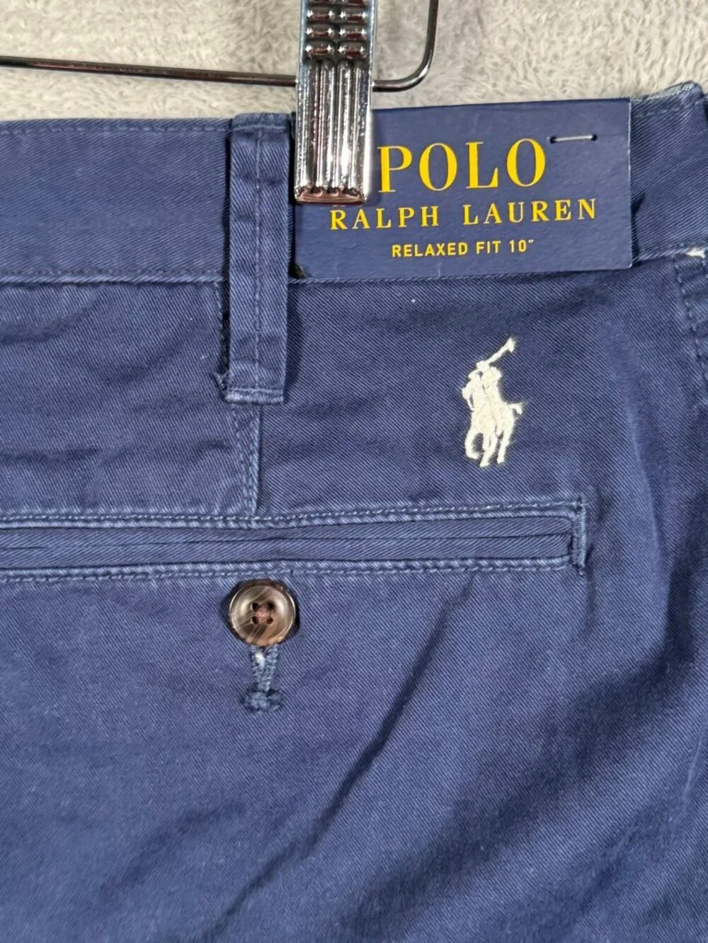 Polo Ralph Lauren Shorts Mens 31 Navy Blue Chino Relaxed Fit Flat Front